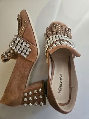 Rare Jeffrey Campbell Pearl Rhinestone Suede Heels 9 The Bernice